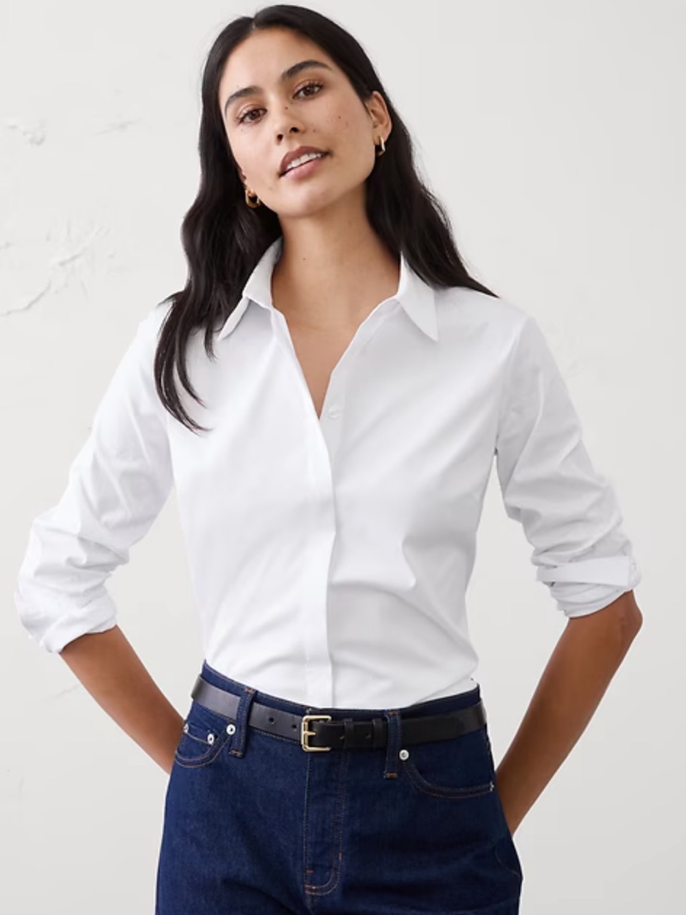 Banana Republic Fitted White Button-Down Shirt, Non-Iron